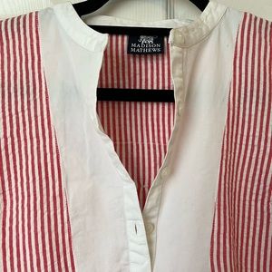 Madison Mathews Emily Midi Red Seersucker Dress